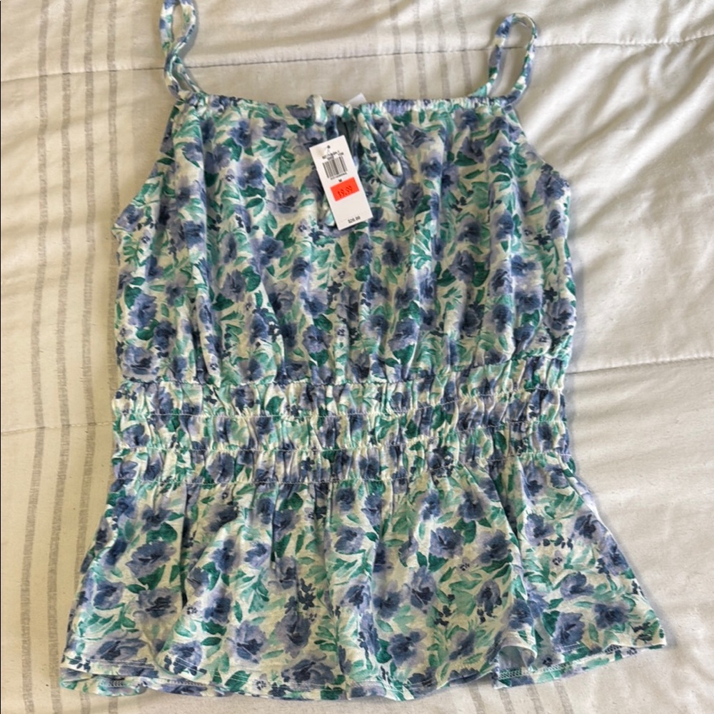 Old Navy Smocked Blue and Green Camisole